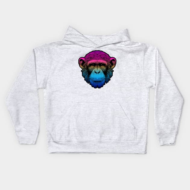 Chimp Out Sketch RGB Kids Hoodie by Worldengine